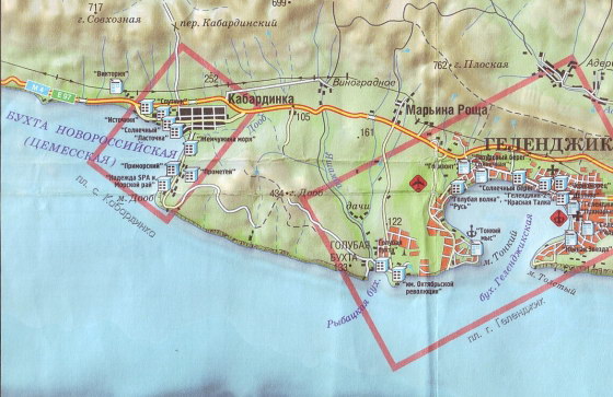 Поселок курорт Кабардинка на карте