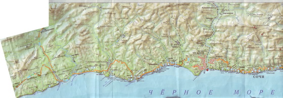 Карта Туапсинского района. Побережье